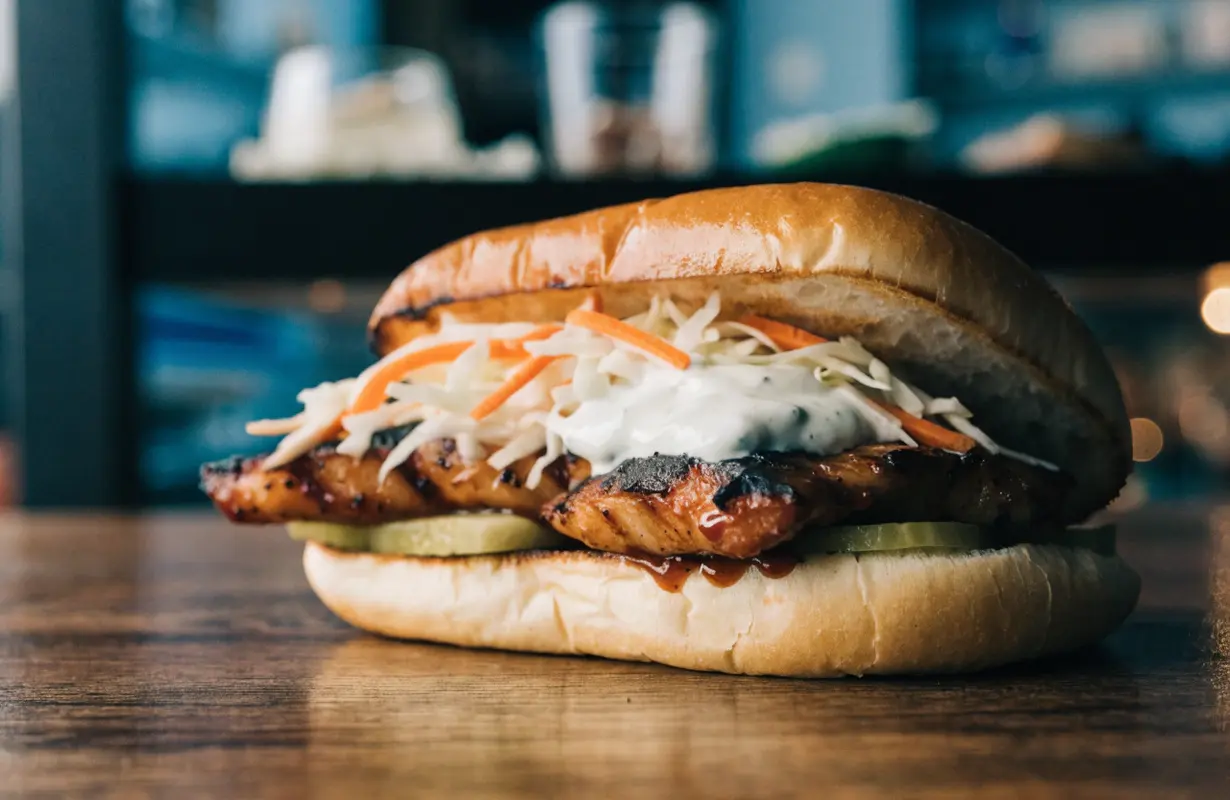 Grilled Fish Sandwich with Slaw & Tzatziki