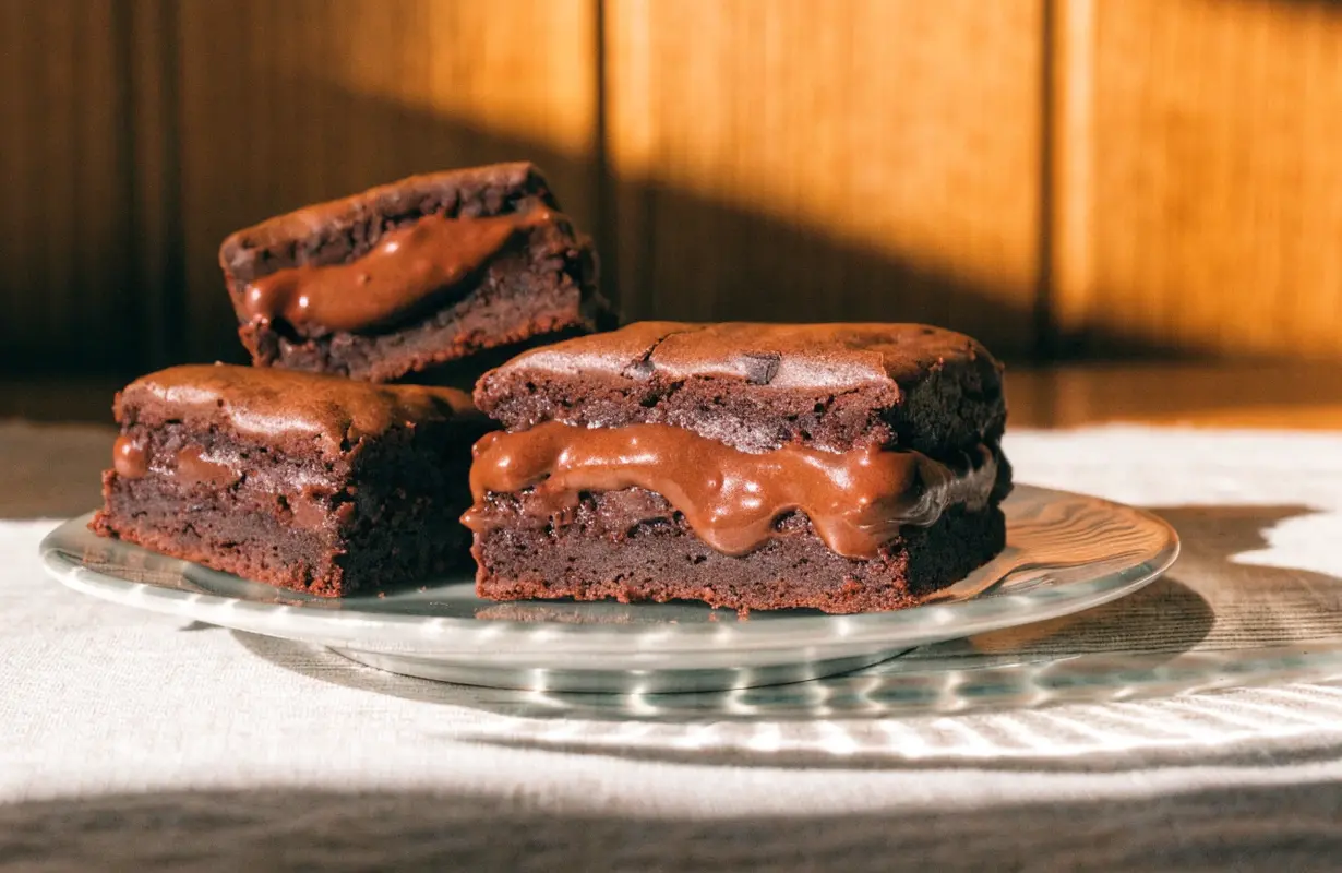 Nutella Stuffed Brownies Recipe with a fudgy chocolate base and creamy center