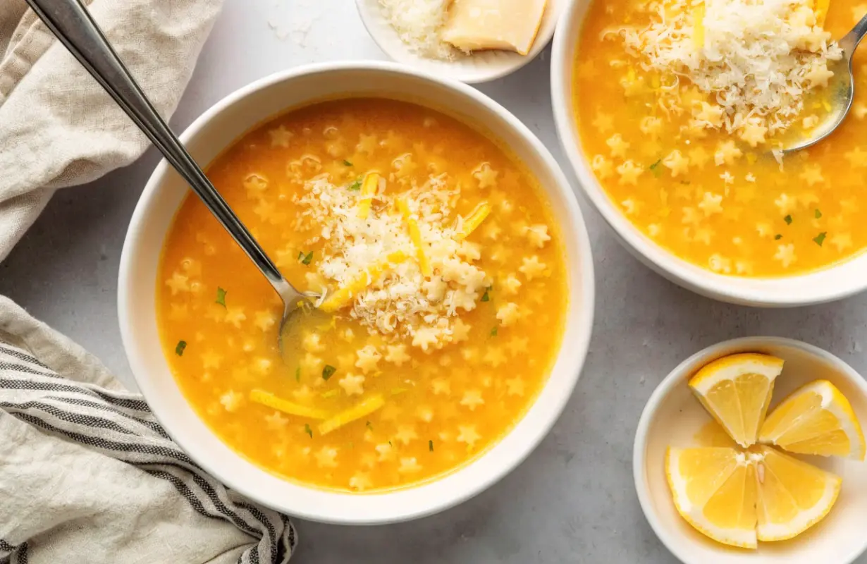 Pastina soup Recipe with Parmesan and vegetables