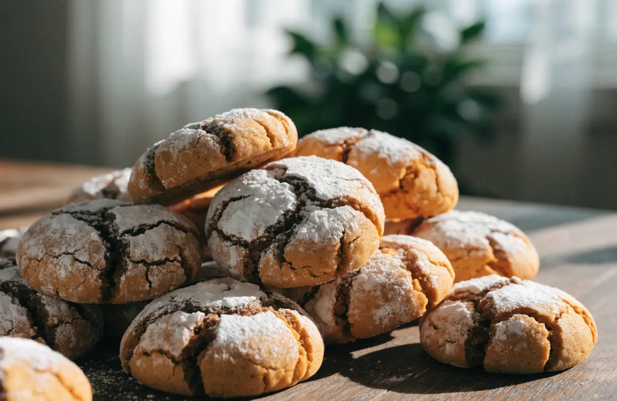 Pumpkin Crinkle Cookies Recipe with powdered sugar