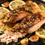 Garlicky Lemon Mahi-Mahi Recipe with buttery garlic sauce and fresh parsley