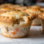 Mini Chicken Pot Pie Muffins Recipe with golden crust