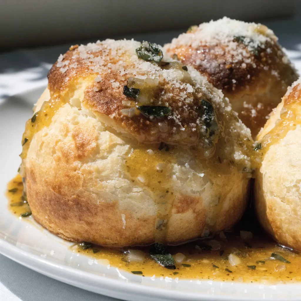 Parmesan popovers with crispy sage garlic butter