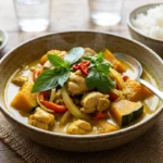 Easy Thai yellow chicken and pumpkin curry with coconut milk